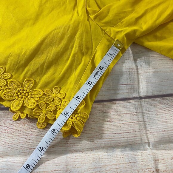 NWT Savage X Fenty Women's Yellow Floral Trim High Waist Shorts - XXS - Picture 7 of 14